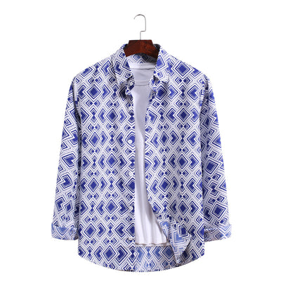 Camisa Estampada de Manga Larga con Patrón de Olas - Tallas Grandes - Image 22