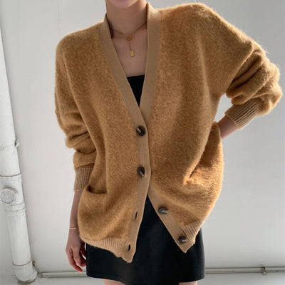 Cardigan V-neck de Mohair con Bolsillos para Mujer - Image 11