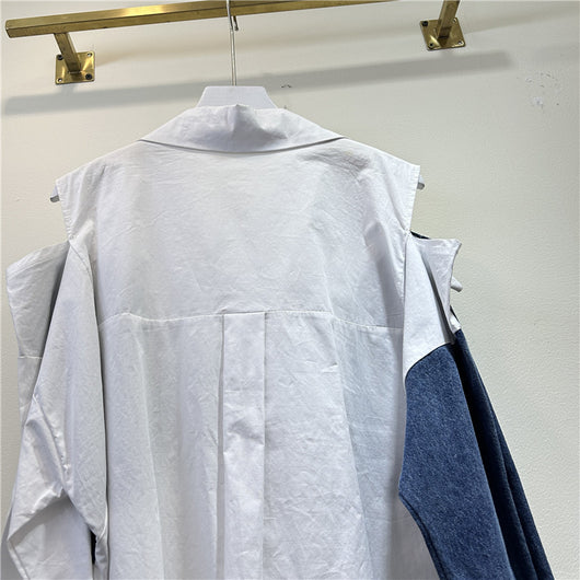 Blusa Elegante Bicolor con Hombros Descubiertos para Mujer - Image 7