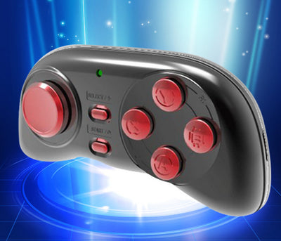 Black portable mini Bluetooth smart gamepad with an analog stick and four action buttons for mobile gaming. - Image 6