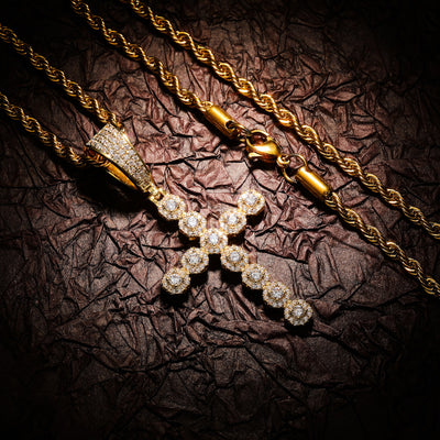 Collar Colgante Cruz Jesús Retro con Circonitas Brillantes para Hombre y Mujer - Image 3