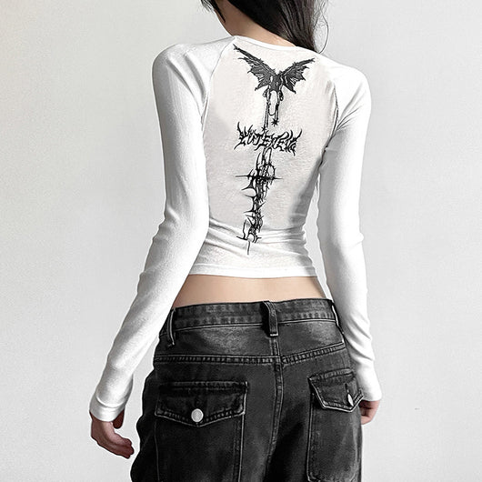 Blusa Ajustada de Manga Larga con Estampado Atrevido para Mujer - Image 4