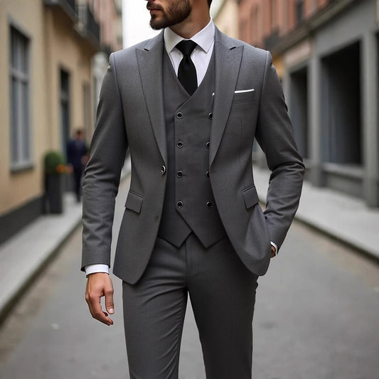Traje de Negocios Tres Piezas Doble Botonadura para Hombre