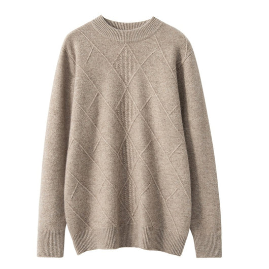 Suéter Cashmere Hombre Cuello Redondo Jacquard Elegante - Image 6
