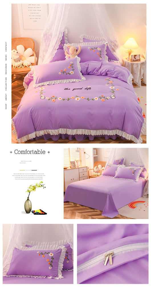 Juego de Cama de 3 Piezas para Cama Individual con Edredón de Volantes - Image 4
