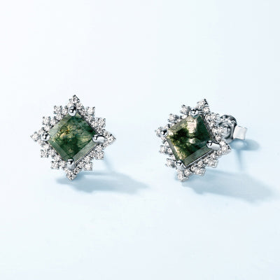 Aretes de Ágata Verde Musgo Cuadrados con Plantas Acuáticas - Lujo Accesible - Image 7