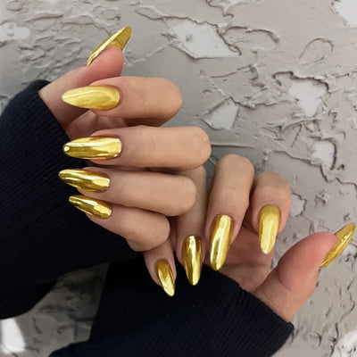 Uñas Postizas de Almendra con Revestimiento Electroplaqueado - Estilo Europeo y Americano - Image 24