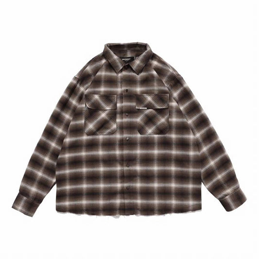 Camisa Flanela Cuadros Bicolor con Detalles Rotos