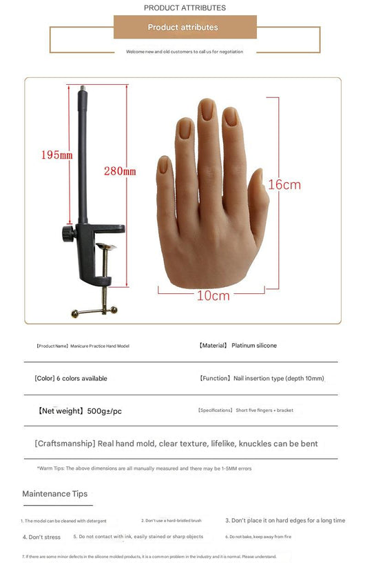 Mano de Silicona para Práctica de Uñas - Modelo Realista de Entrenamiento - Image 16