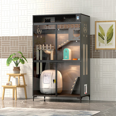 Casa Doble de Madera para Gatos con Diseño Moderno - Image 10