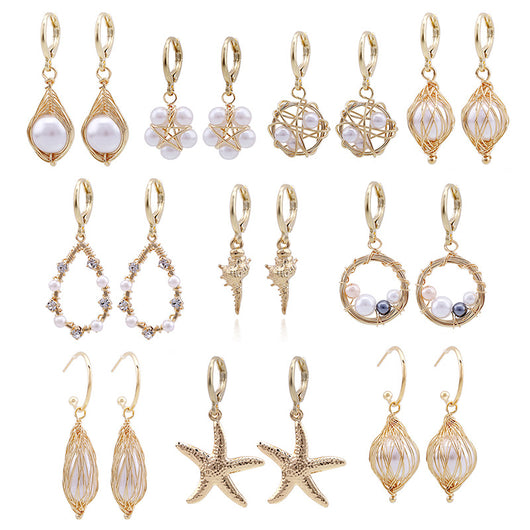 Aretes de Perla Artesanales Lujo Ligero Serie Océano - Clip Europeo Americano - Image 2
