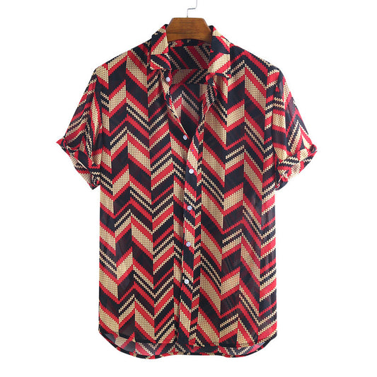 Camisa Casual Hombre Bloques de Color - Tela Mixta Transpirable