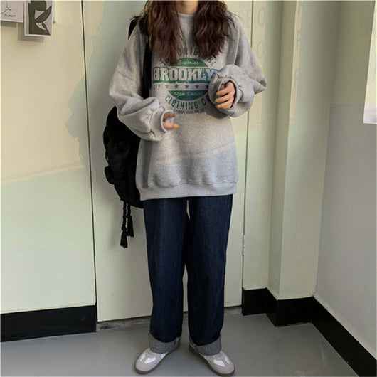 Chamarra Sudadera Mujer Estilo Harajuku Otoño Suelta Sin Capucha