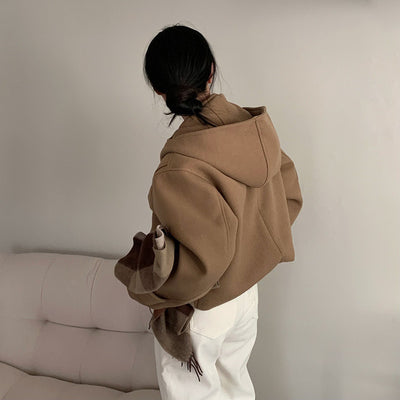 Abrigo de Lana Corto con Capucha y Manga Larga para Mujer - Image 22