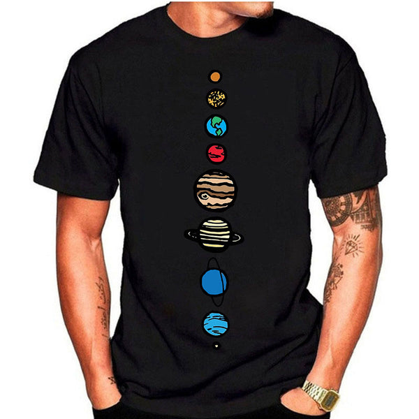 Playera Hombre Estampado Sistema Solar Cuello Redondo Manga Corta