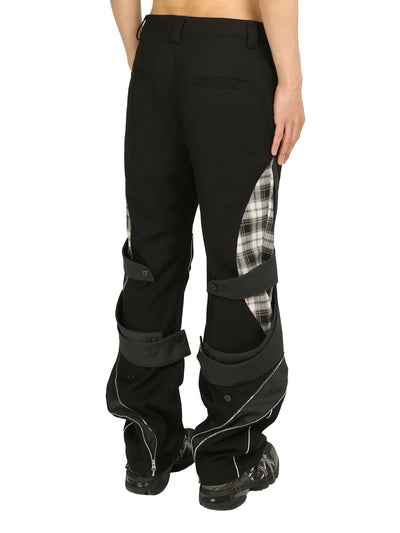 Pantalones Casuales con Cremallera y Costuras a Cuadros - Image 6