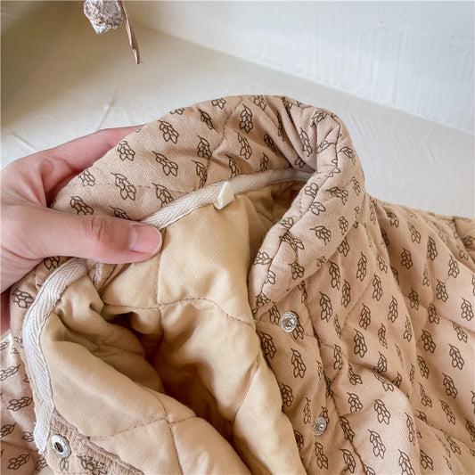 Abrigo Acolchado de Algodón para Niñas con Diseño de Hojas - Image 2