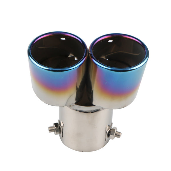 Tubo de Escape Doble Silenciador Universal Acero Inoxidable para Automóviles
