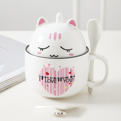Taza de Oficina de Cerámica con Diseño Infantil, Tapa y Cuchara - Image 13