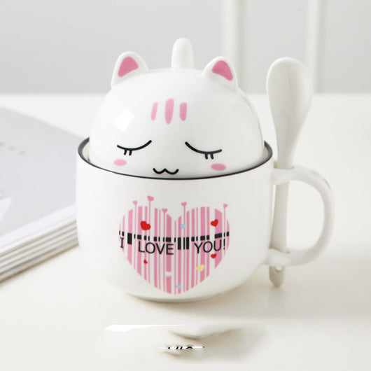 Taza de Oficina de Cerámica con Diseño Infantil, Tapa y Cuchara - Image 13
