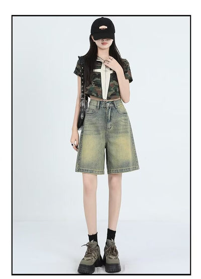 Shorts Denim Retro Lavado para Mujer - Estilo Casual Versátil - Image 11