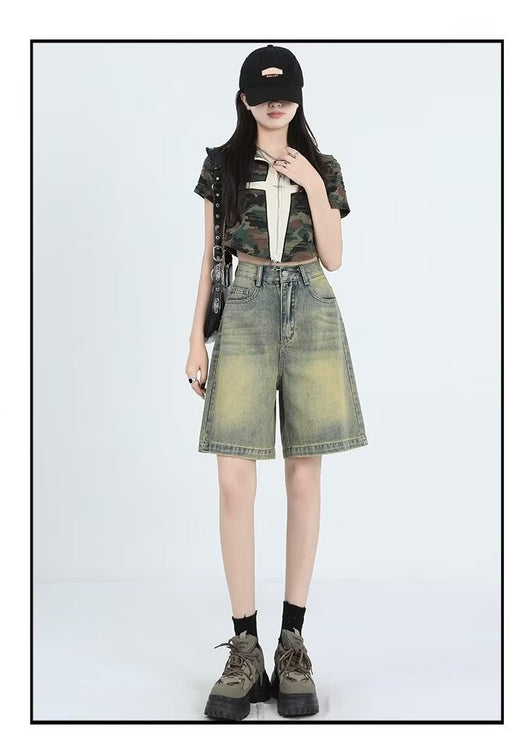 Shorts Denim Retro Lavado para Mujer - Estilo Casual Versátil - Image 11