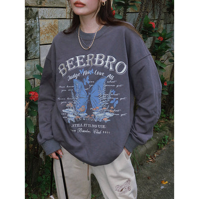 Suéter Pullover Niña con Bordado Mariposas Retro Americano - Image 6