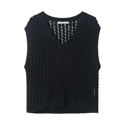 Chaleco Tejido Mujer Cuello V Algodón con Volumen - Image 11