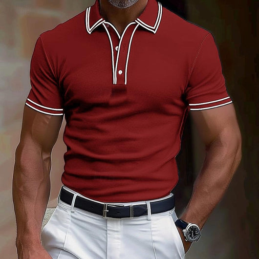Polo Casual para Hombre con Detalle de Franja en Solapa - Image 12