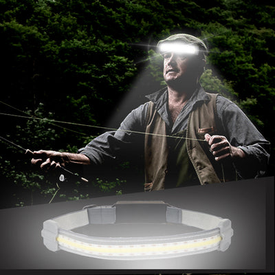 Linterna Frontal LED COB Recargable USB con Luz Roja de Advertencia - 3 Modos