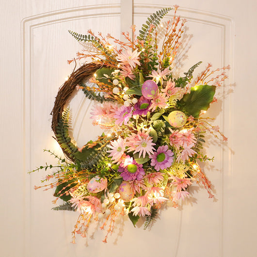 Corona Decorativa de Pascua con Crisantemos Silvestres y Huevos - Image 6