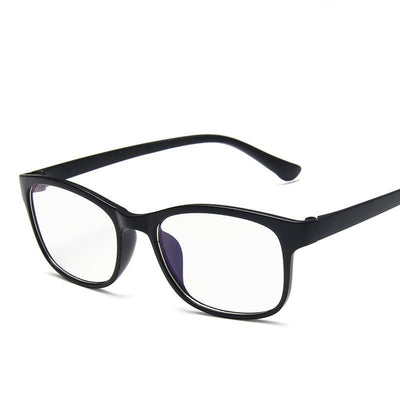 Red and black rectangular anti-blue light glasses with clear lenses, shown at an angle on a white background. - Image 3