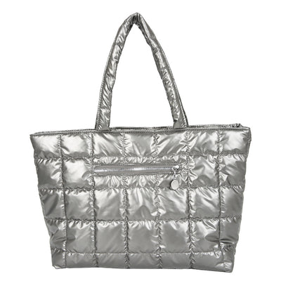 Bolsa de Hombro Cuadrada con Costura a Cuadros en Nylon - Image 4