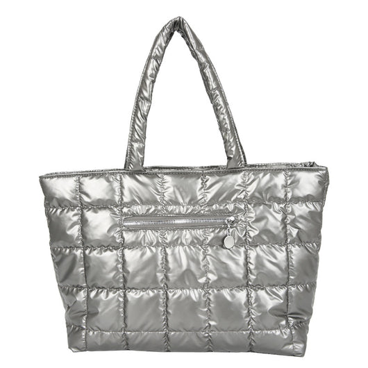 Bolsa de Hombro Cuadrada con Costura a Cuadros en Nylon - Image 4