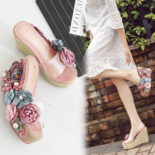 Sandalias y Pantuflas de Tacón Alto con Trenzado de Cáñamo - Image 7