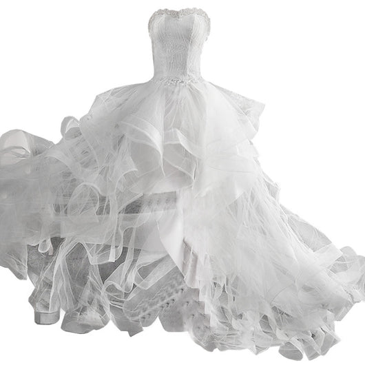 Vestido de Novia Corto Delantero y Trasero con Cola Pequeña - Image 7