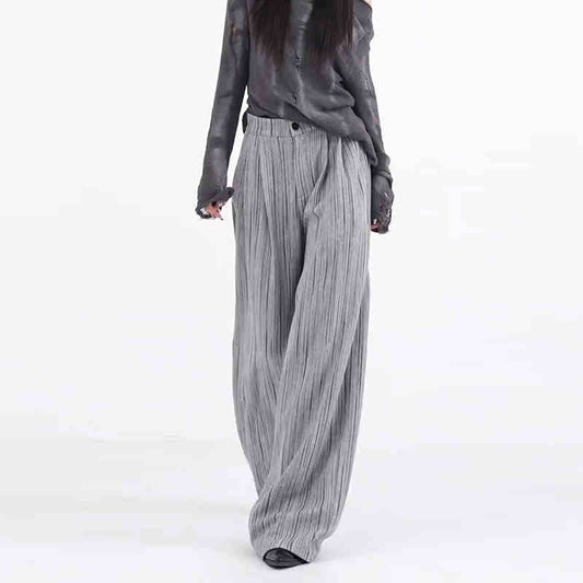 Pantalones Anchos Plisados con Rayas - Corte Casual Elegante