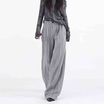 Pantalones Anchos Plisados con Rayas - Corte Casual Elegante