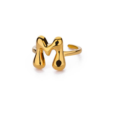 Anillo de Letras Bubble Dorado en Oro 18K Chapado - Image 18