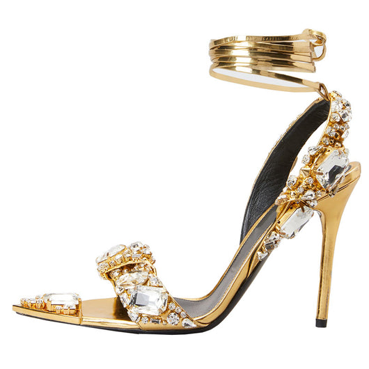 Zapatos de Tacón Alto Puntiagudo con Cristales para Eventos y Pasarela - Image 5