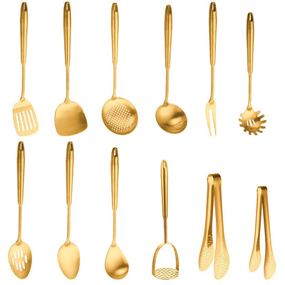 Juego de 12 Piezas Espátula y Colador Dorado en Acero 304 - Image 5