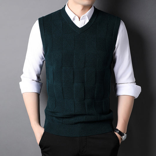Chaleco Jacquard Texturizado para Hombre - Diseño Elegante en Colores Sólidos - Image 14