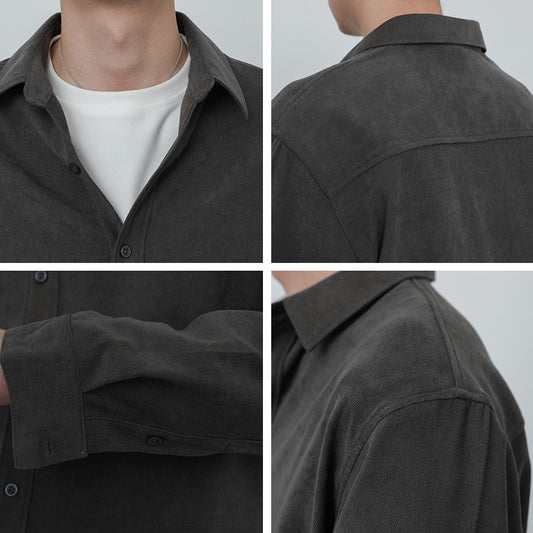 Camisa Suelta de Manga Larga Color Sólido para Hombre - Image 2