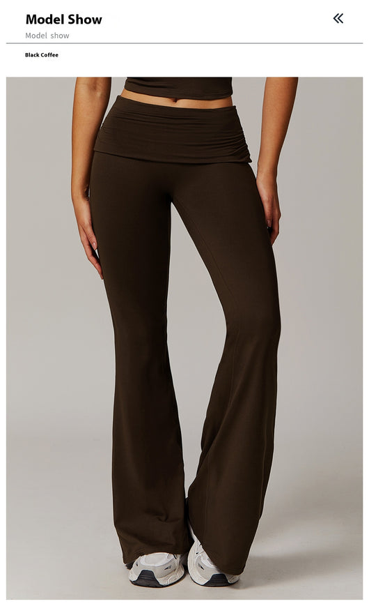 Pantalones Yoga Plisados Cintura Alta para Mujer - Diseño Acampanado Versátil - Image 10