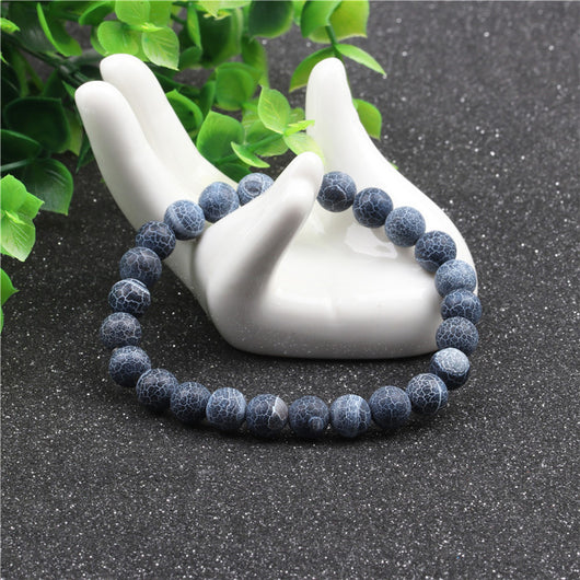 Pulsera de Granito Desgastado para Hombre - Estilo Europeo y Americano con Cuentas