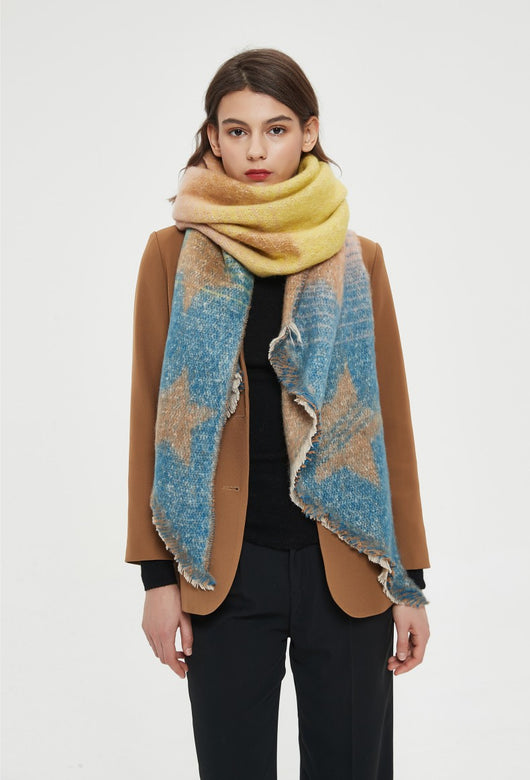 Chal Cálido Mujer Tejido Jacquard Combinado Otoño Invierno XINGX - Image 41