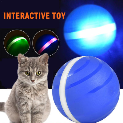 Pink pet toy ball with a white stripe, featuring LED lights for rolling and flashing during play. - Image 8