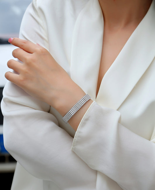 Pulsera de Plata Lujo con Moissanita - Conjunto Elegante Plateado en Platino - Image 6
