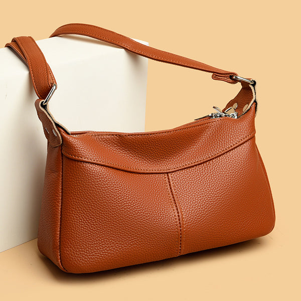 Bolsa Mensajera de Cuero Genuino con Múltiples Compartimentos para Mujer - Gran Capacidad Luna Nueva