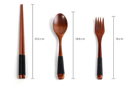 Juego de 4 Cucharas y Palillos de Madera Japonesa para Mesa - Image 15